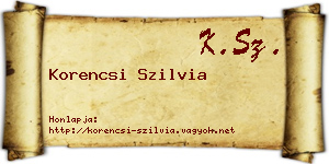 Korencsi Szilvia névjegykártya